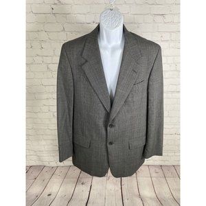 VTG Fabrizio Cellini 100% Wool Gray Plaid Two Button Jacket Blazer Men’s 42R